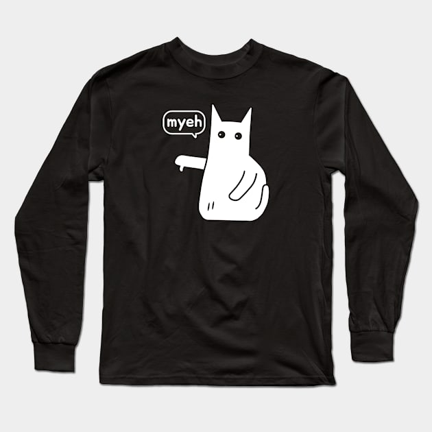 Myeh. Cat Is Angry And Protests white version Long Sleeve T-Shirt by AndrewStep